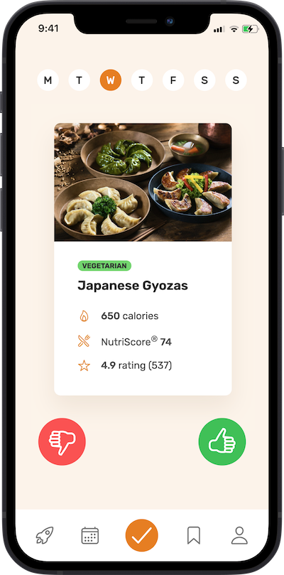 iphone app reference meal approving plan screen